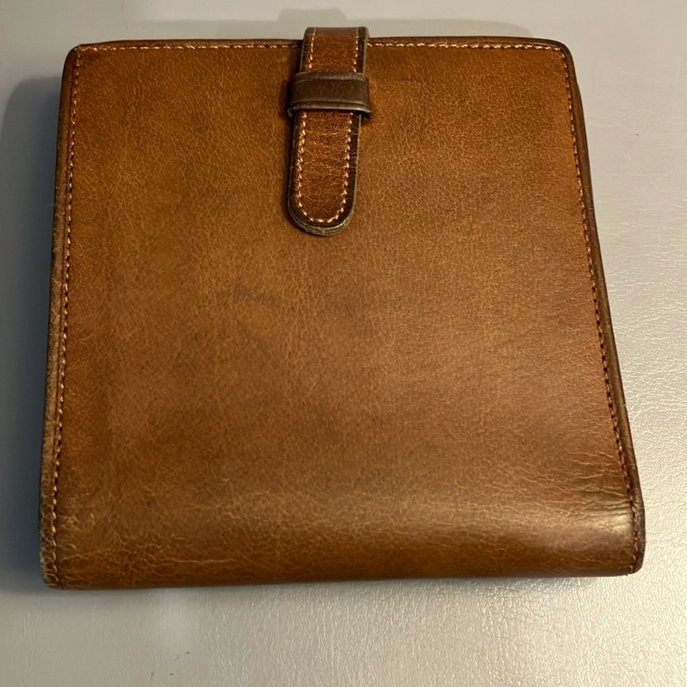 Vintage Coach Brown Bi-fold Leather Wallet Tab & Loop Closure